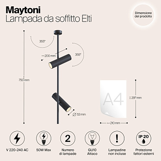 Подвесной светильник Maytoni Elti C021CL-02B черный