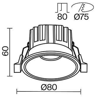 Встраиваемый светильник 8*8*6 см, LED, 12W, 4000К, Maytoni Technical ROUND DL058-12W4K-W белый, вр 7,5 см