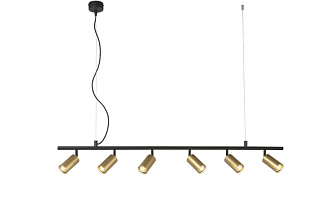 Светильник потолочный 120*6 см, Crystal Lux CLT 015C6 L1200 BL-GO Черный+Золото