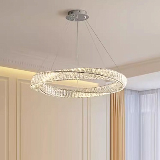 Светильник подвесной светодиодный ElegantLight DZN-8190 ХРОМ  D800/H1200/1/LED/45W/4000K DOMO 24-07