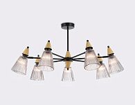Люстра на штанге **19-39 см, 7*E14*40W, K, Ambrella Light High Light LH58116, черный, светлое дерево