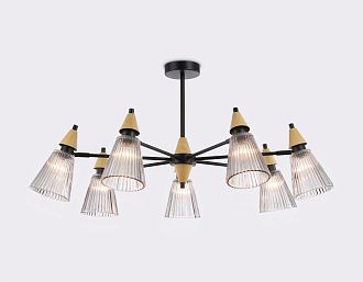 Люстра на штанге **19-39 см, 7*E14*40W, K, Ambrella Light High Light LH58116, черный, светлое дерево