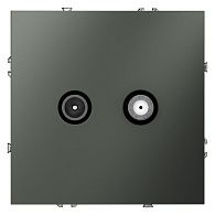 Розетка телевизионнная встраиваемая Voltum S70 оконечная TV+SAT, титан пластик Soft touch VLS060406