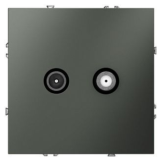 Розетка телевизионнная встраиваемая Voltum S70 оконечная TV+SAT, титан пластик Soft touch VLS060406