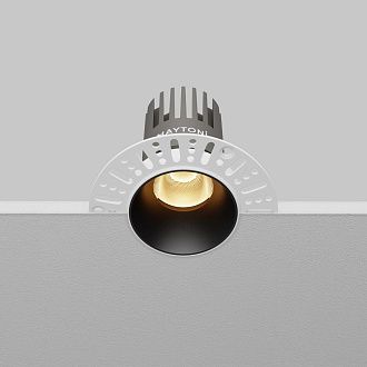 Встраиваемый светильник 9*8 см, вр 6 см, *LED*9W, 2700K, Maytoni Dip DL124-10W-2.7K-TRS-B, Черный