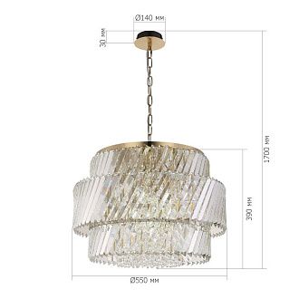 Подвесная люстра *55*170 см, 12*E14*40W, ST-Luce RITZ SL6138.303.12, латунный