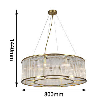 Люстра Favourite Wonderland 2907-8P, D800*H340/1440, каркас медного цвета, плафон  из прозрачных стеклянных трубочек