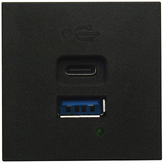 Donel USB зарядное устройство, 4.2A , 65W, Type A + C, 2 мод., черн. матовая (45х45мм), DUSB4200ANAF