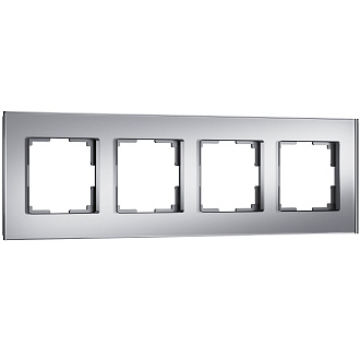 W0043106 Рамка на 4 поста Senso, серебряный, стекло soft-touch Werkel, 4690389200489