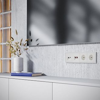 Накладка для розетки TV+RJ45 кат. 6, S70, хлопок Voltum VLS002713
