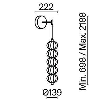 Бра 22,2*13,9*69,8*218,8 см, LED*17W, 3000 К, Golden Cage MOD216WL-L10G3K Maytoni, Золото