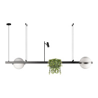 Подвесной светильник 150*49,5*45 см, 3*LED*2x36W+3WW, 3000K, Loft It Jardin 10121/D Dark grey, Антрацит