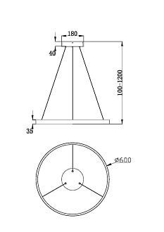 Подвесной светильник 60*127,5 см, LED, 36W, 3000К-4000К, Maytoni Rim MOD058PL-L32BK черный