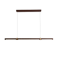 Подвесная люстра Favourite Cuero 4111-1P, L1200*W35*H100/1200, каркас светильника выполнен из металла, окрашенного под темное дерево, которое благородно сочетается с креплениями в цвете матовое золото. Акриловый р