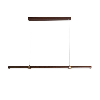 Подвесная люстра Favourite Cuero 4111-1P, L1200*W35*H100/1200, каркас светильника выполнен из металла, окрашенного под темное дерево, которое благородно сочетается с креплениями в цвете матовое золото. Акриловый р