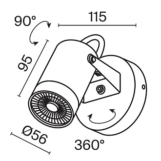 Светильник 12 см, Maytoni Scope O025WL-01B, черный