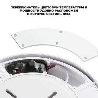 Уличный потолочный светильник с переключателем цв. температуры и мощности 26 см, 30W, 2700-4000K, Novotech Street Opal 359727, белый