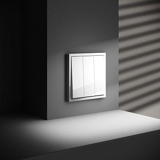 Выключатель встраиваемый Voltum S70 трехклавишный 10А, белый  пластик  VLS030101