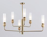 Люстра на штанге с мрамором **55-144,5 см, 6*E14*40W, K, Ambrella Light High Light LH53251, латунь