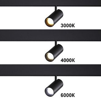 Трековый светильник низковольтный 5.5 см, 18W, 3000K, Novotech Flum 359688, черный