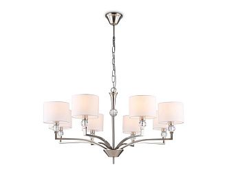 Подвесная люстра с абажурами и хрусталем **88- см, 8*E14*40W, K, Ambrella Light High Light LH71123, никель