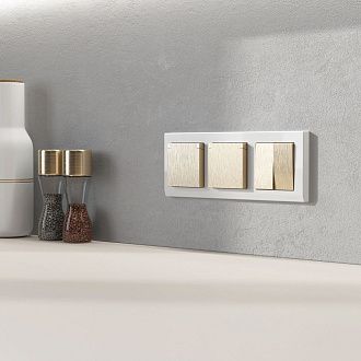 W1171210 Розетка влагозащ. с зазем. с защит. крышкой и шторками N, шампань рифленый Werkel, 4690389213137