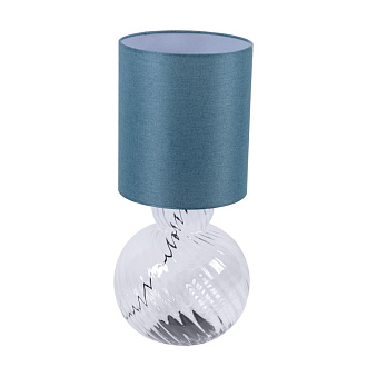 Настольная лампа 27*60 см, 60W, Favourite Ortus 4267-1T прозрачное стекло, бирюзово-синяя рогожка
