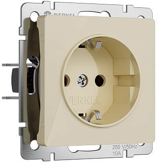 W1171043 Розетка с заземлением, айвори акрил Werkel, 4690389197086