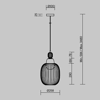Подвесной светильник 25,8*348 см, 1*G9, 40W, Maytoni Levitation MOD376PL-01G1 латунный