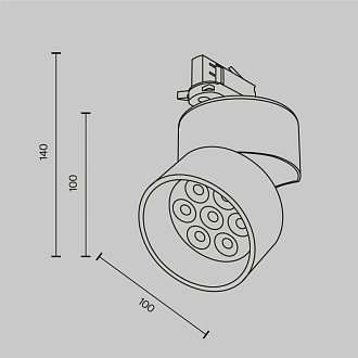Трековый трехфазный светильник 10 см, 15W, 4000K, Maytoni Alfa TR199-3-15W4K-M-B, черный