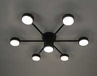 Люстра Ø650 x H140, мм, 7*15W (105W), BK (Черный) Rilon PRD-C 1129-6+1 BK