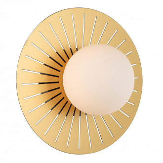 Бра Favourite Sonnenblume 2356-1W, D135*W210*H210, каркас черного цвета в сочетании с золотым, белое выдувное стекло