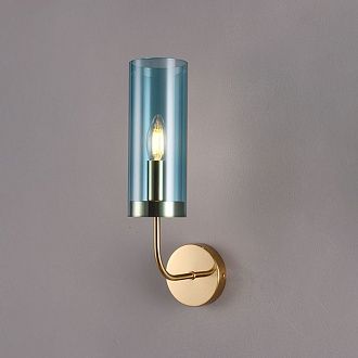 Бра Agne Blue Glass Tube wall light 16*28*28 см, 1*E14*40W, ImperiumLoft 100322-22, Золотистый