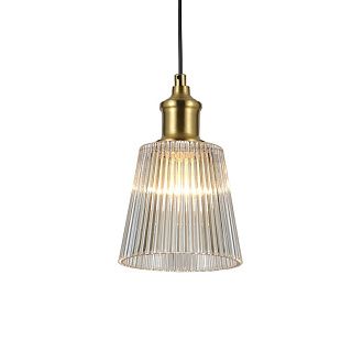 Подвес Favourite Copita 2777-1P, D130*H200/1450, Каркас медного цвета, плафон из прозрачного рифленого стекла