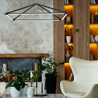 Подвесная люстра 90*60*179 см, 40W, Favourite Pyramis 4573-1P матовый черный, белый акрил