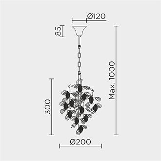 Подвесная люстра 20*20*100 см, G9 2xG9W, , Золото MODESTYLE MS.2111.200 GD