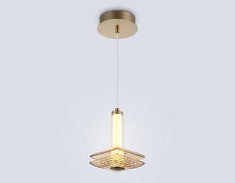 Подвесной светодиодный светильник 15*15*24- см, **W, 3000K, Ambrella Light High Light LH31001, латунь