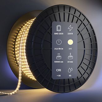 Светодиодная лента Ultra 220В 2835 12Вт/м 3000K IP 65 201202 Maytoni Technical, цена за метр, катушкой по 50 м