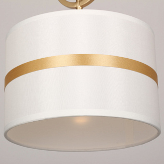 Подвес Favourite Mateo 2634-1P, D210*H315/1815, каркас золотого цвета, абажур из белой ткани с золотистыми лентами