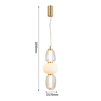 Подвес Favourite Bella 4057-1P, D170*H630/1830, золота, плафоны в виде бусин разнообразных форм из выдувного стекла двух видов - прозрачного и цвета опала