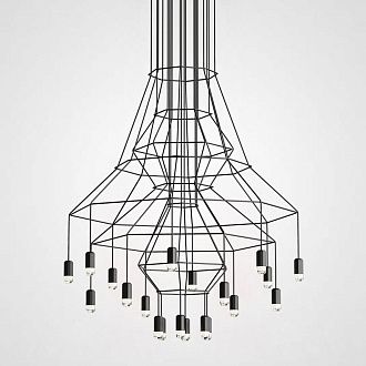 Люстра Via Wireflow Chandelier polyhedral 0315 Suspension lamp 120*120*500 см, 20*G9*20W, ImperiumLoft Via01, Чёрный