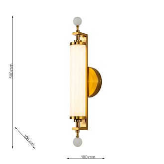 Бра Favourite Plunger 3011-2W, D105*W100*H500, латуни, плафон из искусственного белого мрамора, стеклянный декор по краям