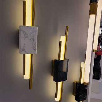Светодиодный светильник 60 см, 10W, 3000K, Odeon Light MARMI 4359/10WL, золото-белый мрамор
