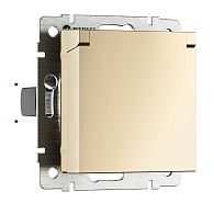 W1171211/ Электроустановочные изделия -  Розетка влагозащ. с зазем. с защит. крышкой и шторками N (шампань)