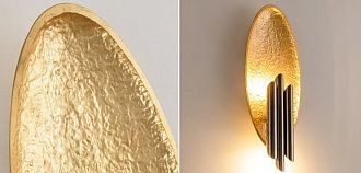 Бра Corrugation Gold 20*18*18 см, 2*G9*40W, ImperiumLoft 44.642, Чёрный, Золотистый, Серебристый
