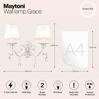 Бра Maytoni ARM247-02-G Кремовое золото
