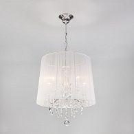 Подвесная люстра с абажуром 44 см Eurosvet Allata 2045/5 хром/белый