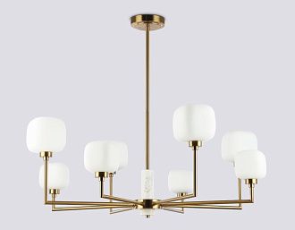 Люстра на штанге с мрамором **30-68 см, 8*G9*40W, K, Ambrella Light High Light LH53017, латунь