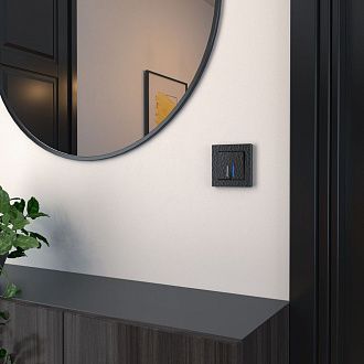 W1220108 Выключатель двухклавишный с подсветкой, hammer черный Werkel, 4690389162374