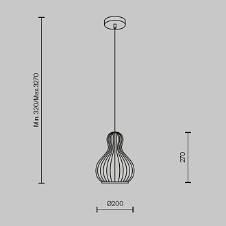 Подвесной светильник  20 см, E27 1 40W, К, Черный Maytoni Roots MOD192PL-01W